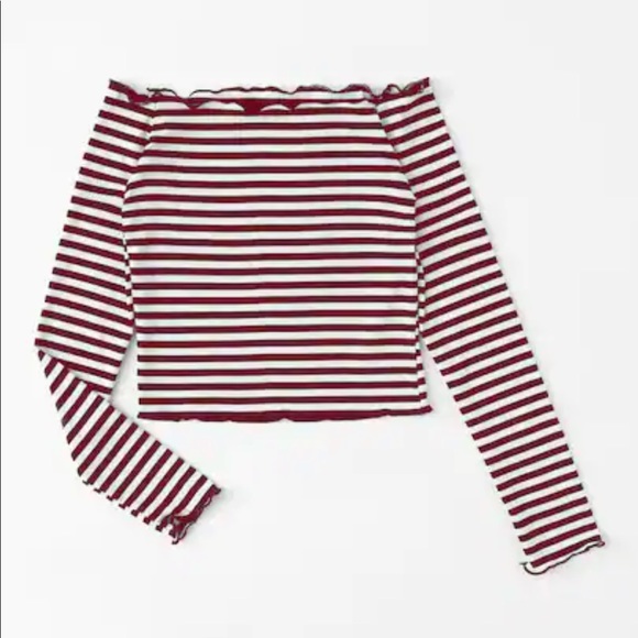 LAST ONE ๐ฉ Maroon/White Striped Ribbed Top - Picture 4 of 4